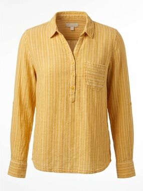 Women’s Multiblu Lightweight Viscose Mustard Stripe Button up Top